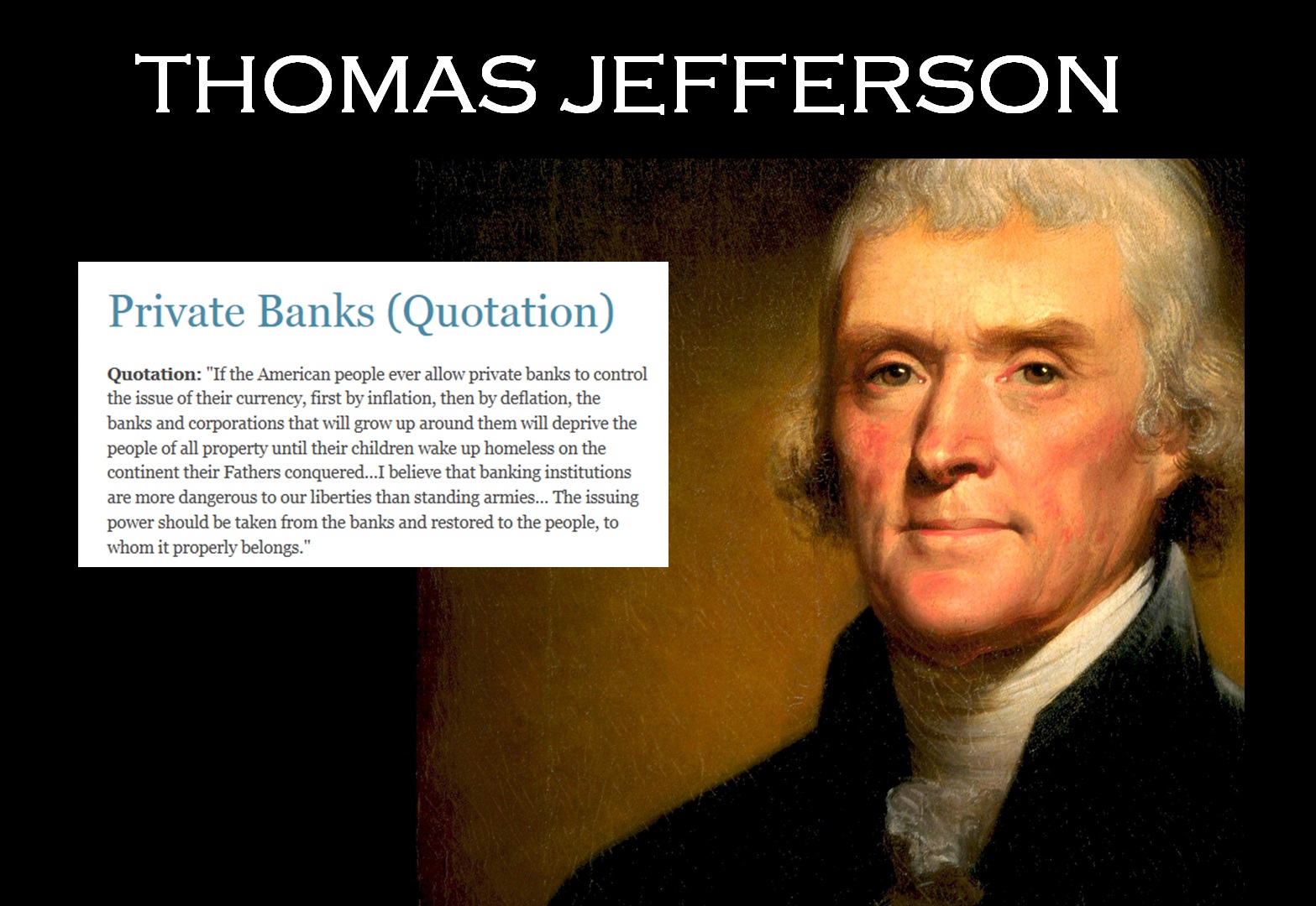 Thomas Jefferson - Quote about Currency and Private Banks